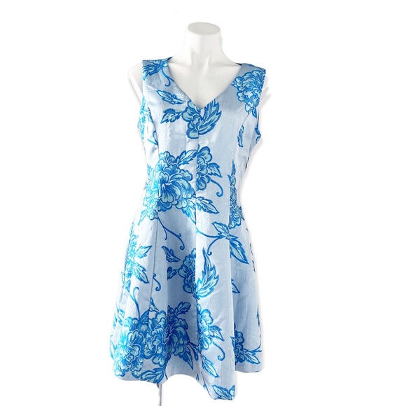 Nanette Lepore Jacquard Dress Floral Fit & Flare Blue Size 8 NWT $159.00 - Picture 8 of 15
